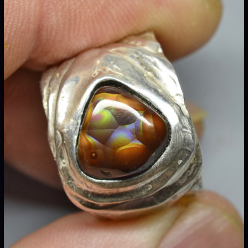 Anello argento con agata di fuoco 11.42 gr.