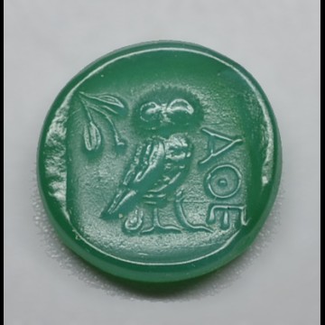 Glass intaglio owl 4.68 ct.