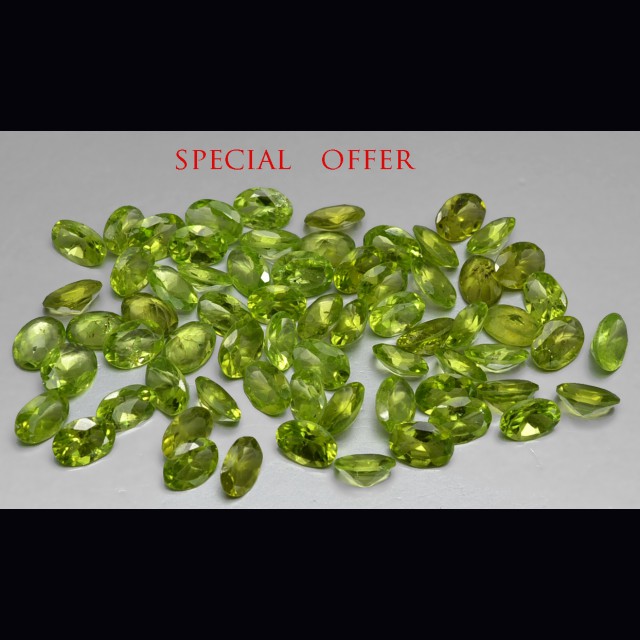 Peridoto lotto ovale 67 pietre   45.01 ct.
